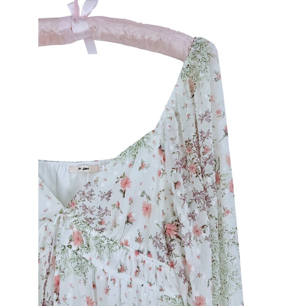 Francesca’s Floral Empire Waist Babydoll Dress M | Cottagecore Coquette Dollette - Picture 14 of 16